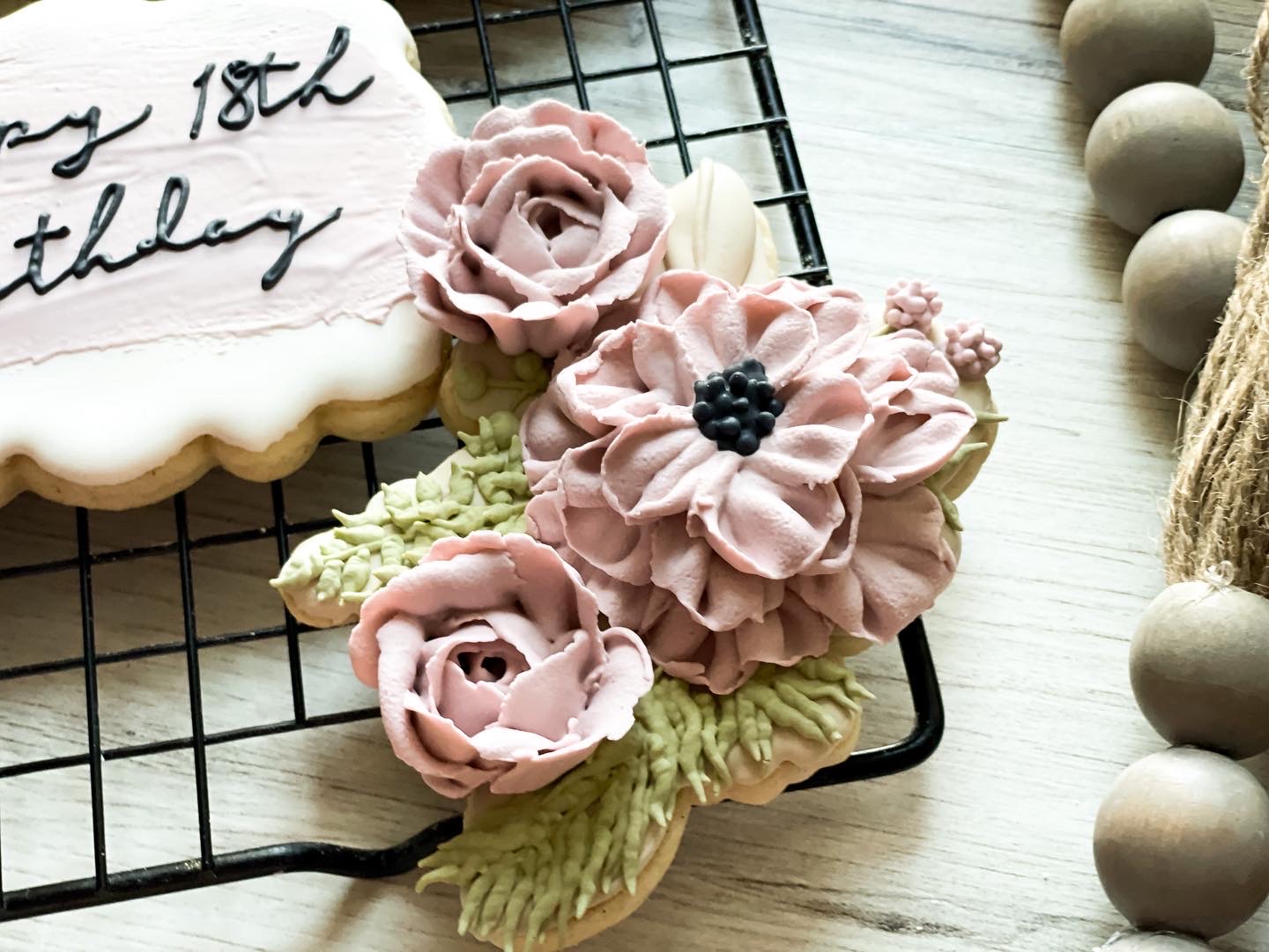 floral royal icing cookies