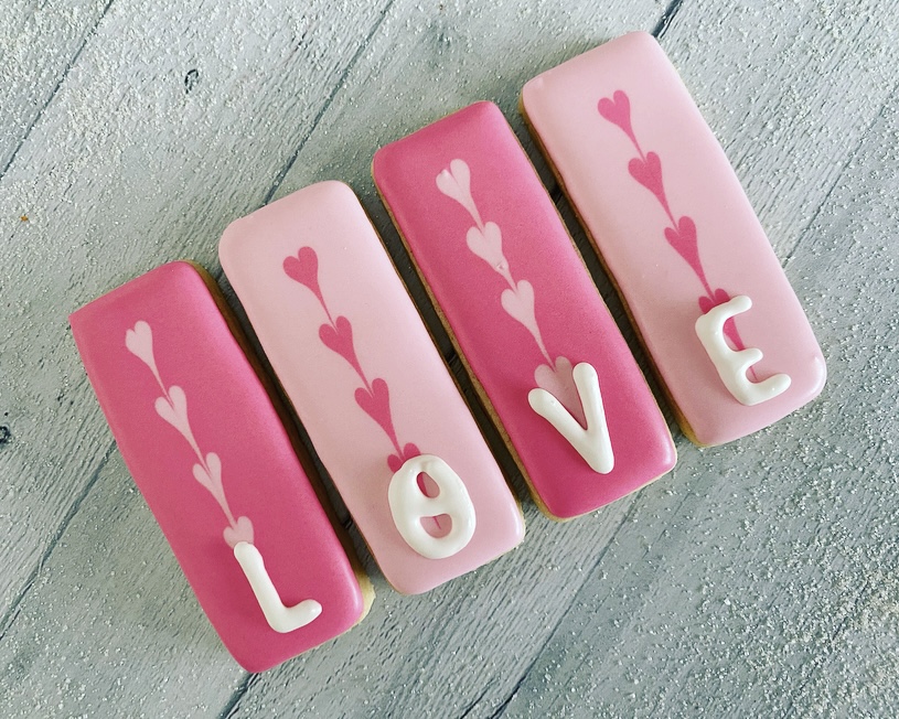 Valentines cookie sticks decorated