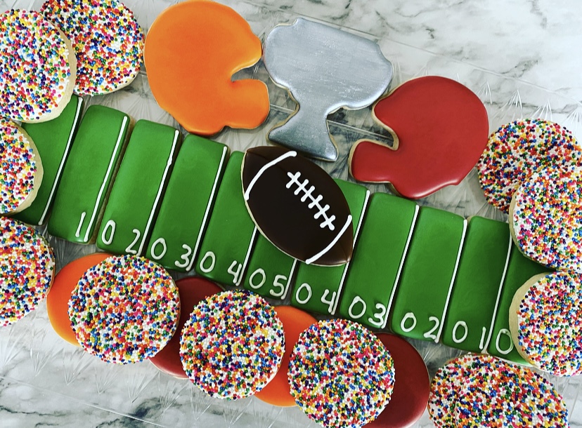 Football cookies platter