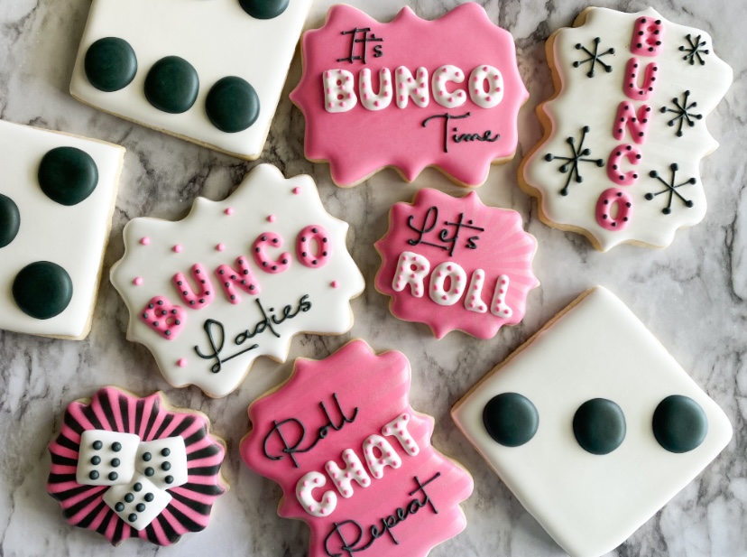 Bunco cookies decorated