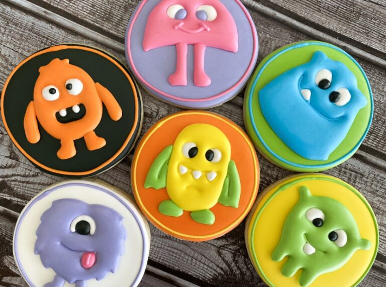 Colorful Monster Cookies Decorated For Halloween Fun