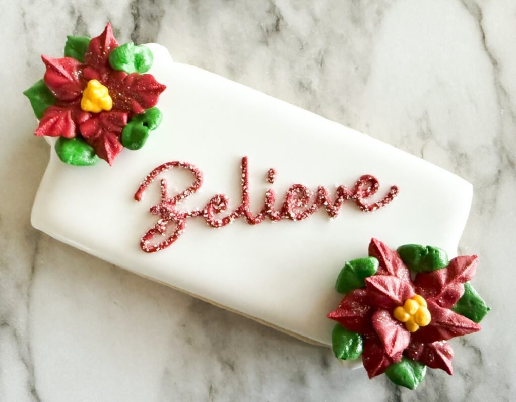 poinsettia cookies decorated